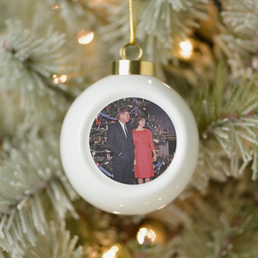 Kerstboom President John Kennedy & Jacqueline Keramische Bal Ornament (Boom)