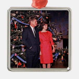 Kerstboom President John Kennedy & Jacqueline Metalen Ornament