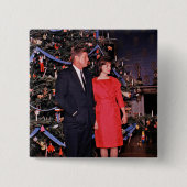 Kerstboom President John Kennedy & Jacqueline Vierkante Button 5,1 Cm (Voorkant)
