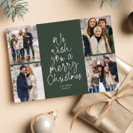 Kerstboom pret vier foto groen feestdagenkaart