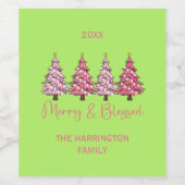 Kerstboom Prettig en Gezegend Aangepast Wijn Etiket (Enkel label)