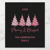 Kerstboom Prettig en Gezegend Aangepast Wijn Etiket (Enkel label)