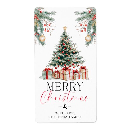 Kerstboom Prettig Kerstmis Cadeau Sticker (Voorkant)
