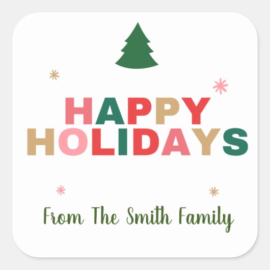 kerstboom Prettige feestdagen cadeaulabel Vierkante Sticker (Voorkant)