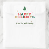kerstboom Prettige feestdagen cadeaulabel Vierkante Sticker (Tas)