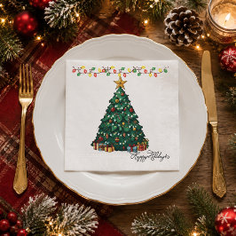Kerstboom Prettige Feestdagen Papieren Servet