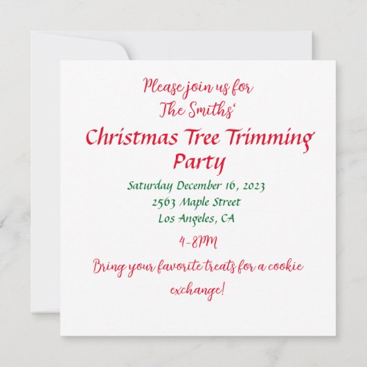 Kerstboom printuitnodiging  kaart (Achterkant)