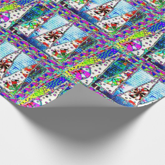 kerstboom Psychedelic Collage Cadeaupapier (Hoek)