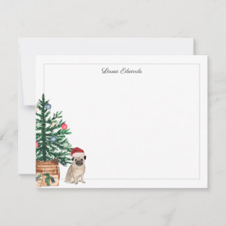 Kerstboom Pug Vakantie Notitiekaartje