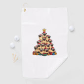 Kerstboom Pugs Pug Dog Golfhanddoek (Insitu)