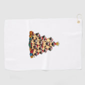 Kerstboom Pugs Pug Dog Golfhanddoek (Horizontaal)