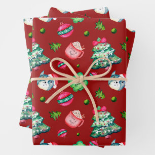 Kerstboom, Puppy, Kerstversiering, Warme Chocolade Inpakpapier Vel