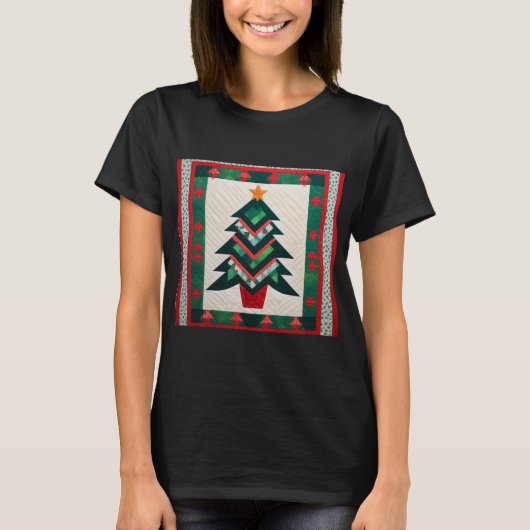 Kerstboom Quilten & Naaimachine Liefhebber T-shirt (Voorkant)