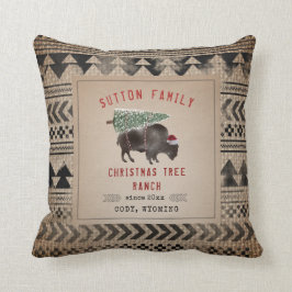 kerstboom Ranch Santa Bison Buffalo Burlap Kussen