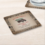 kerstboom Ranch Santa Bison Burlap Kartonnen Onderzetters (Schuin)