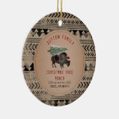 kerstboom Ranch Santa Buffalo Burlap Keramisch Ornament (Rechts)