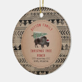 kerstboom Ranch Santa Buffalo Burlap Keramisch Ornament (Links)