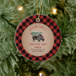 Kerstboom Ranch Santa Buffalo Rustic Pset Keramisch Ornament