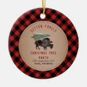 Kerstboom Ranch Santa Buffalo Rustic Pset Keramisch Ornament (Voorkant)