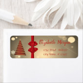 Kerstboom, Red Bow-feestdag Etiket (Insitu)