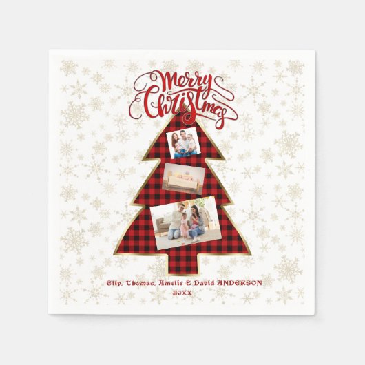Kerstboom Red Buffalo Gold-foto Merry kerst Servet (Voorkant)