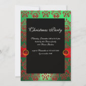 Kerstboom, Red Green Damask Holiday Party Kaart (Achterkant)