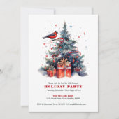 Kerstboom Red Robin Vakantie feestuitnodiging Kaart (Voorkant)