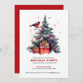 Kerstboom Red Robin Vakantie feestuitnodiging Kaart (Voorkant / Achterkant)
