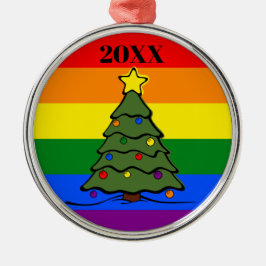 Kerstboom | Regenboog Versiering | Bericht Metalen Ornament