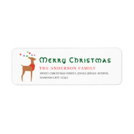 Kerstboom & Rendier Eenvoudig Retouradres Etiket