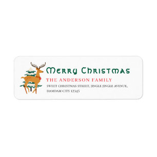 Kerstboom & Rendier Eenvoudig Retouradres Etiket