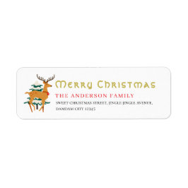 Kerstboom & Rendier Eenvoudig Retouradres Etiket