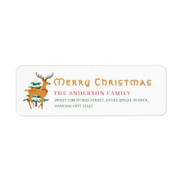Kerstboom & Rendier Eenvoudig Retouradres Etiket