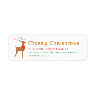 Kerstboom & Rendier Eenvoudig Retouradres Etiket