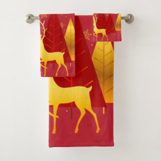 Kerstboom & Rendier Modern Meisjesachtig Patroon Bad Handdoek