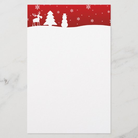 Kerstboom Rendier Sneeuwman Briefpapier (Voorkant)
