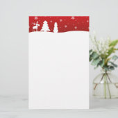 Kerstboom Rendier Sneeuwman Briefpapier (Staand voorkant)