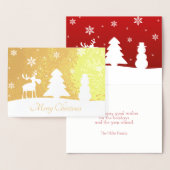 Kerstboom Rendier Snowman - Gold Foil Kaart (Display)