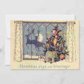 Kerstboom rendieren speelgoed volle maan kaart (Voorkant)