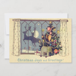 Kerstboom rendieren speelgoed volle maan kaart