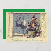 Kerstboom rendieren speelgoed volle maan kaart (Voorkant / Achterkant)