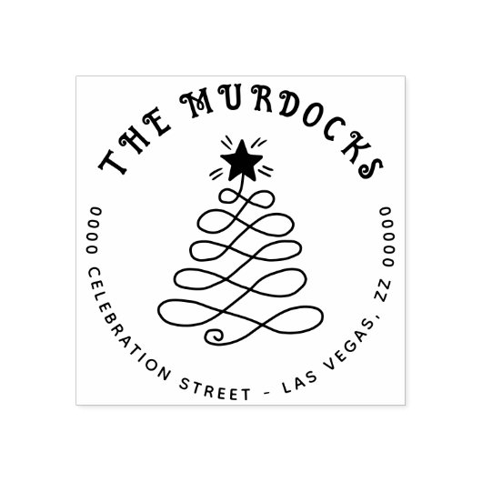 Kerstboom retour adres zelf-inking Custom Rubberstempel (Afrduk)