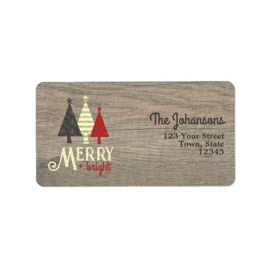 Kerstboom Retouradres Merry and Bright Etiket (Voorkant)