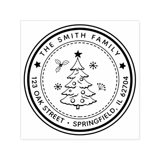 Kerstboom Retouradres Rubber Stempel (Design)