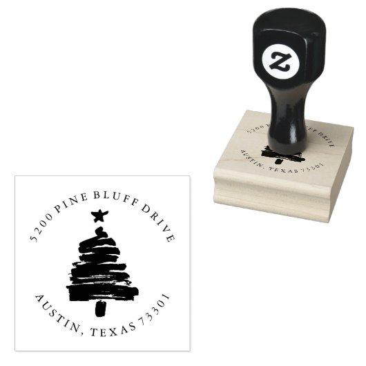 Kerstboom | Retouradres Rubberstempel (Gestempeld)