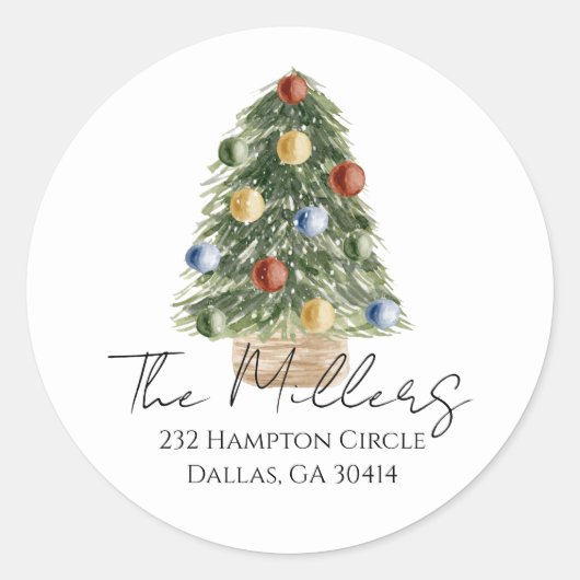 Kerstboom Retouradres Sticker (Voorkant)