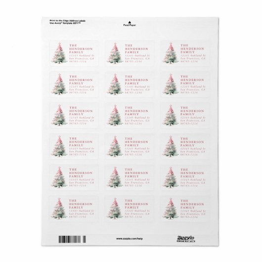 Kerstboom Retouradreslabel Etiket (Full Sheet)