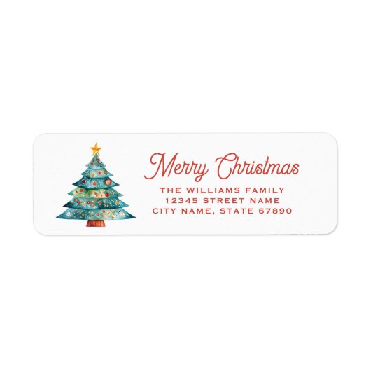 Kerstboom Retouradreslabels Etiket (Voorkant)