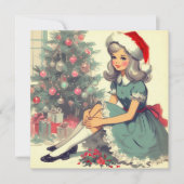 Kerstboom Retro  Illustratie Kitsch Feestdagenkaart (Voorkant)