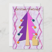 Kerstboom Retro Kat Vakantie Kaart (Voorkant)